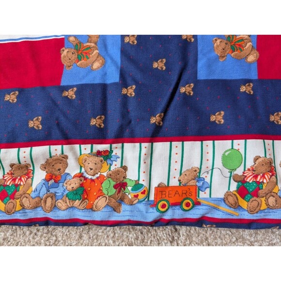 Vintage Teddy Bear Crib Quilt Baby Nursery Decor Country Handmade Throw Blanket - Picture 10 of 12